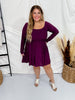 Plum Long Sleeve Mini Dress With Built In Shorts - Whiskey Skies - WHITE BIRCH