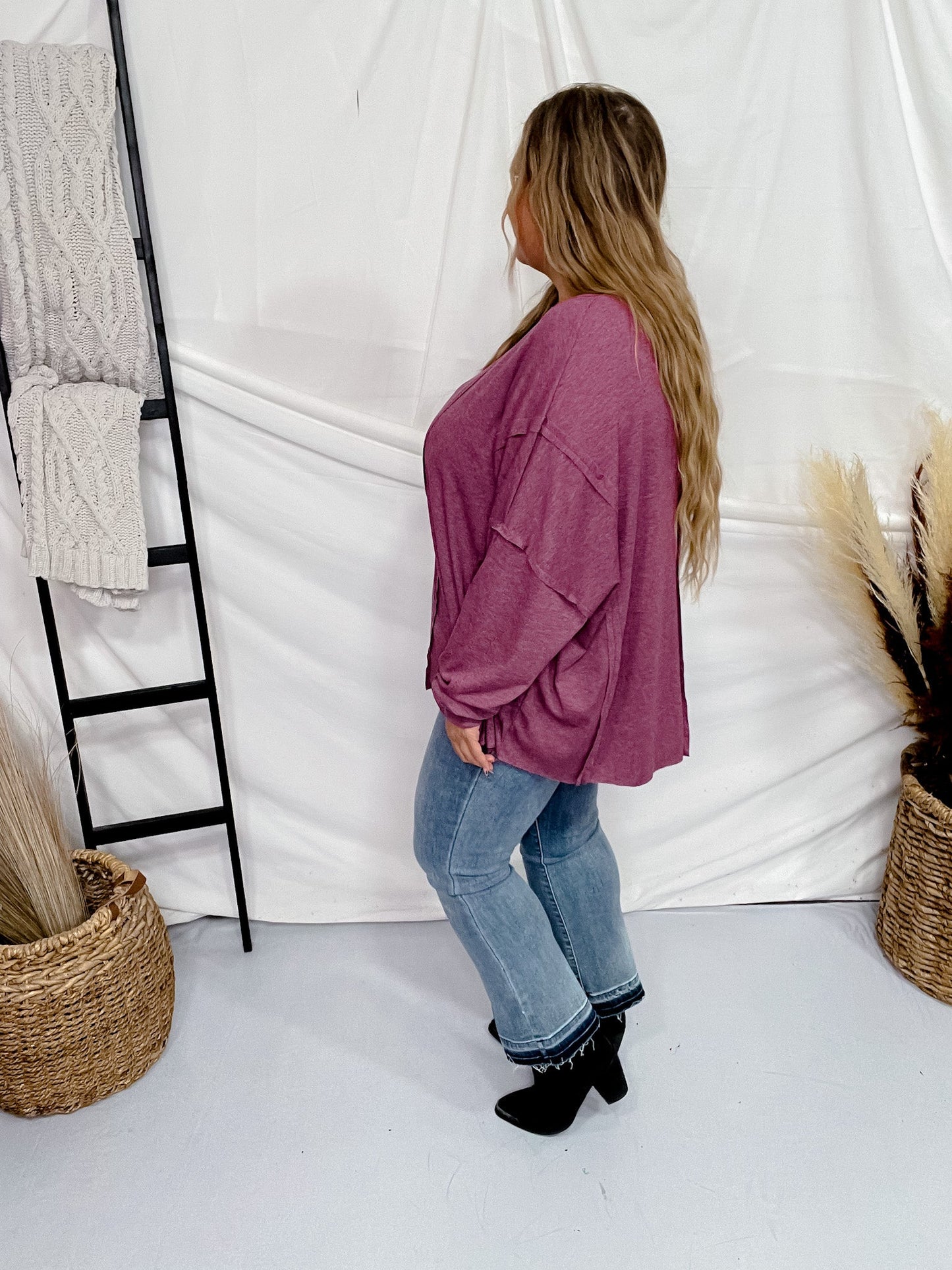 Plum Oversized Tunic Top - Whiskey Skies - ANDREE BY UNIT