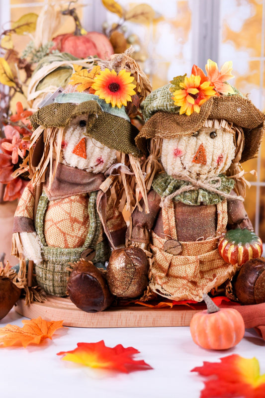 Plush Harvest Sitting Scarecrow (2 Styles) - Whiskey Skies - GERSON COMPANIES