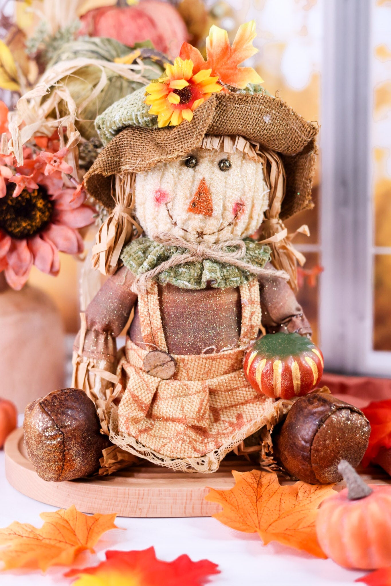 Plush Harvest Sitting Scarecrow (2 Styles) - Whiskey Skies - GERSON COMPANIES