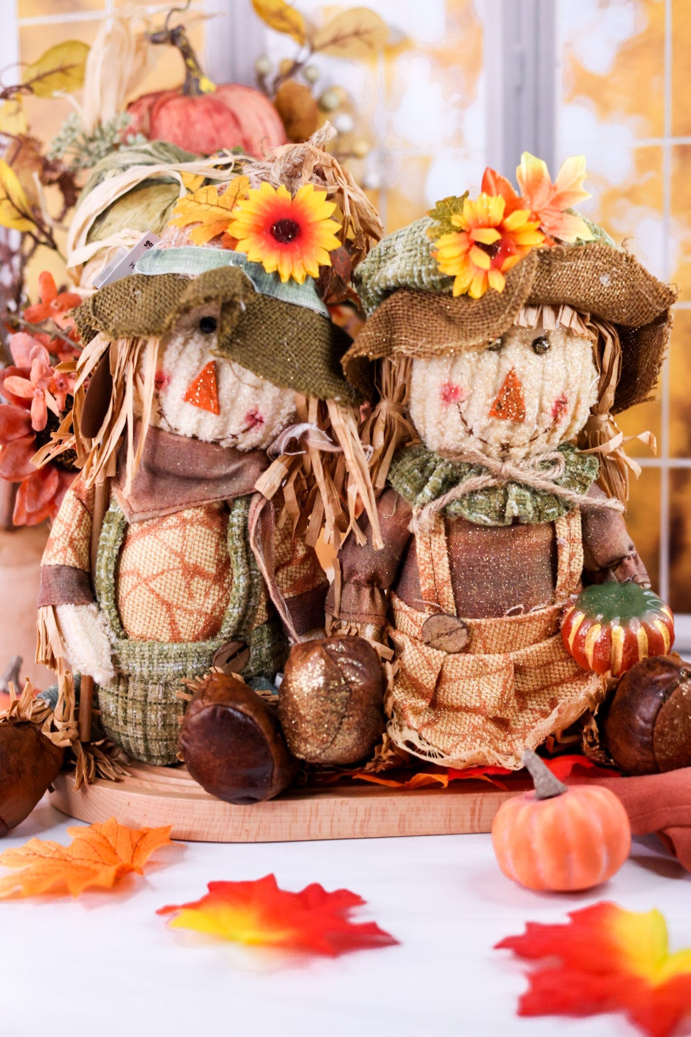 Plush Harvest Sitting Scarecrow (2 Styles) - Whiskey Skies - GERSON COMPANIES