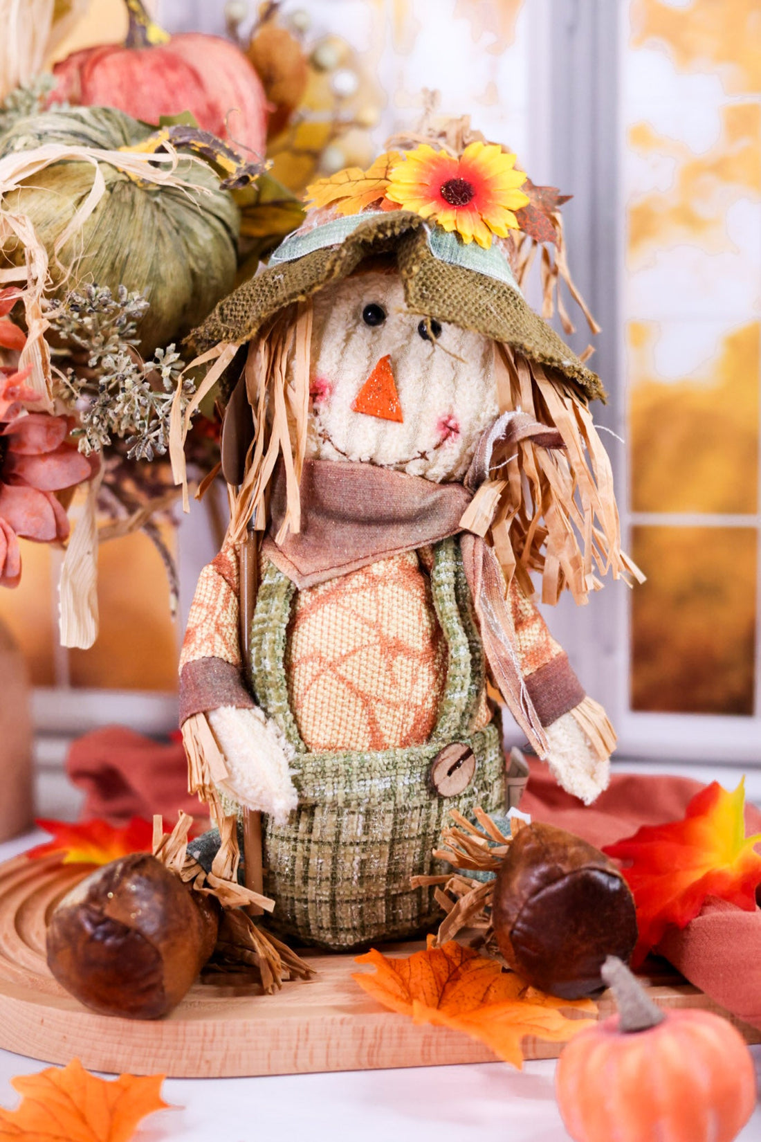 Plush Harvest Sitting Scarecrow (2 Styles) - Whiskey Skies - GERSON COMPANIES