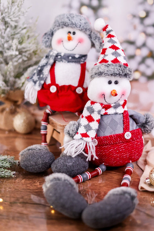 Plush Red and Grey Snowman Sitters (2 Styles) - Whiskey Skies - SPECIAL T IMPORTS INC