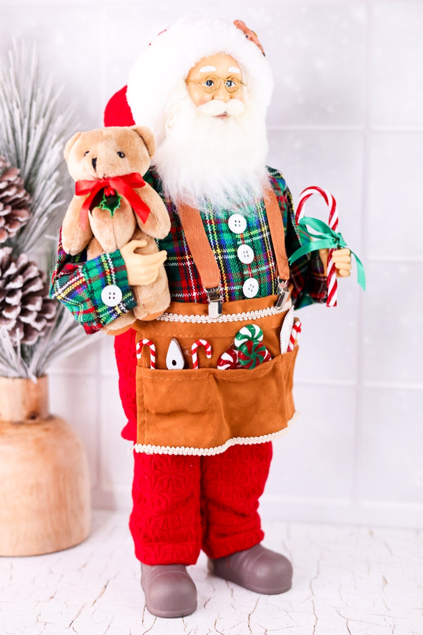 Plush Toy Shop Santa Standing Figure - Whiskey Skies - RAZ IMPORTS