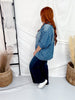Polka Dot Denim Button Front Top With Cuffed Sleeves - Whiskey Skies - HEIMISH