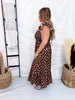 Polka Dot Midi Dress With Ruffle Straps In Mocha - Whiskey Skies - STERLING KREEK