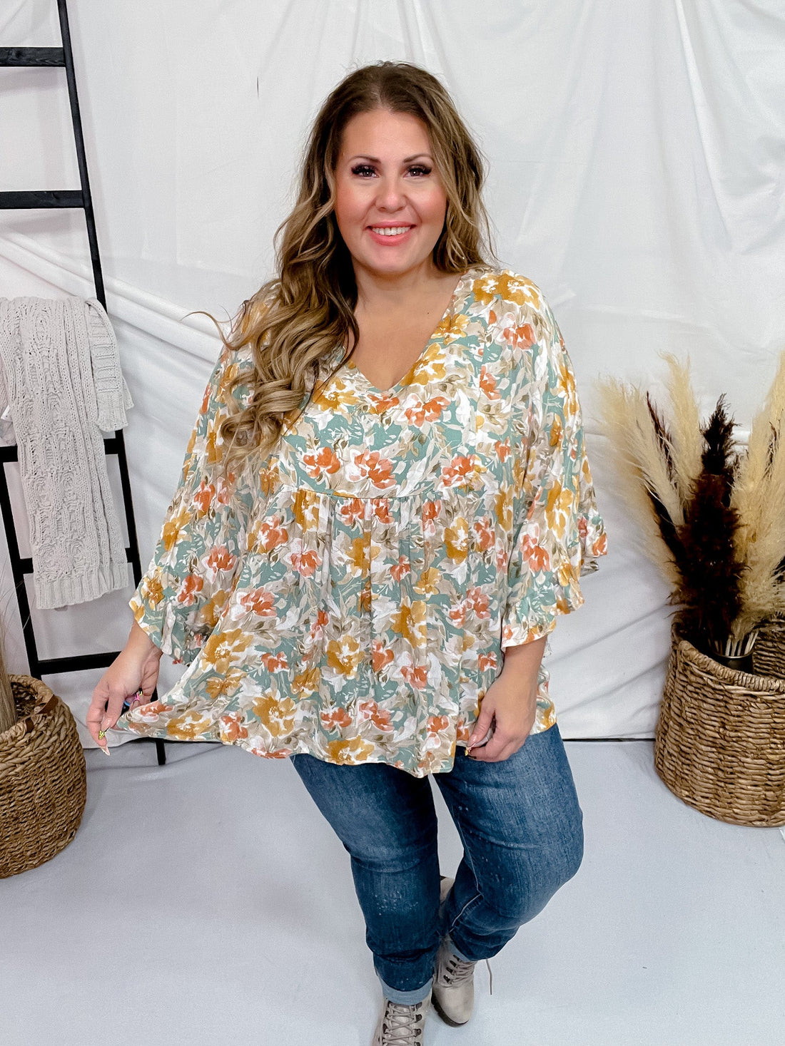 Poncho Style Sage Top - Whiskey Skies - ANDREE BY UNIT