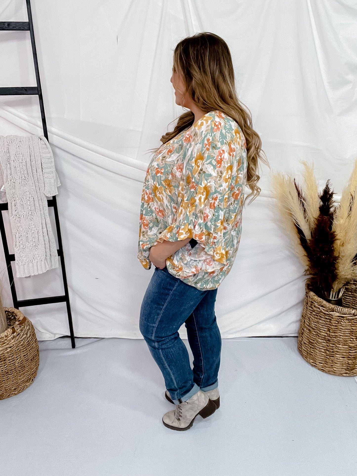 Poncho Style Sage Top - Whiskey Skies - ANDREE BY UNIT