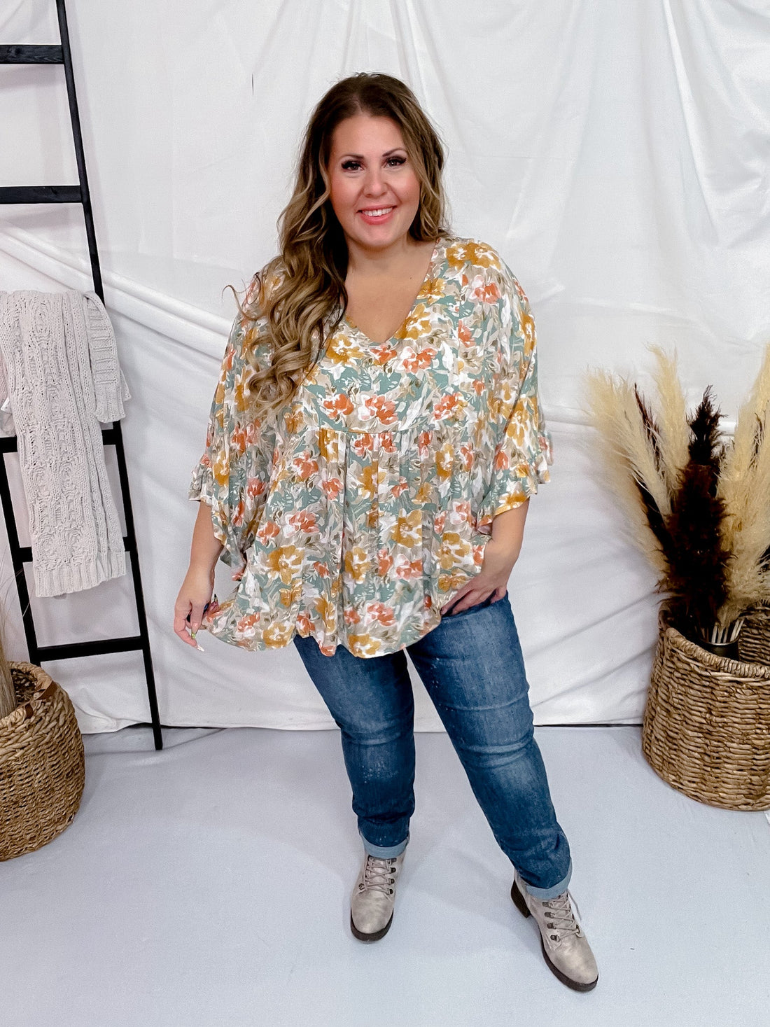 Poncho Style Sage Top - Whiskey Skies - ANDREE BY UNIT