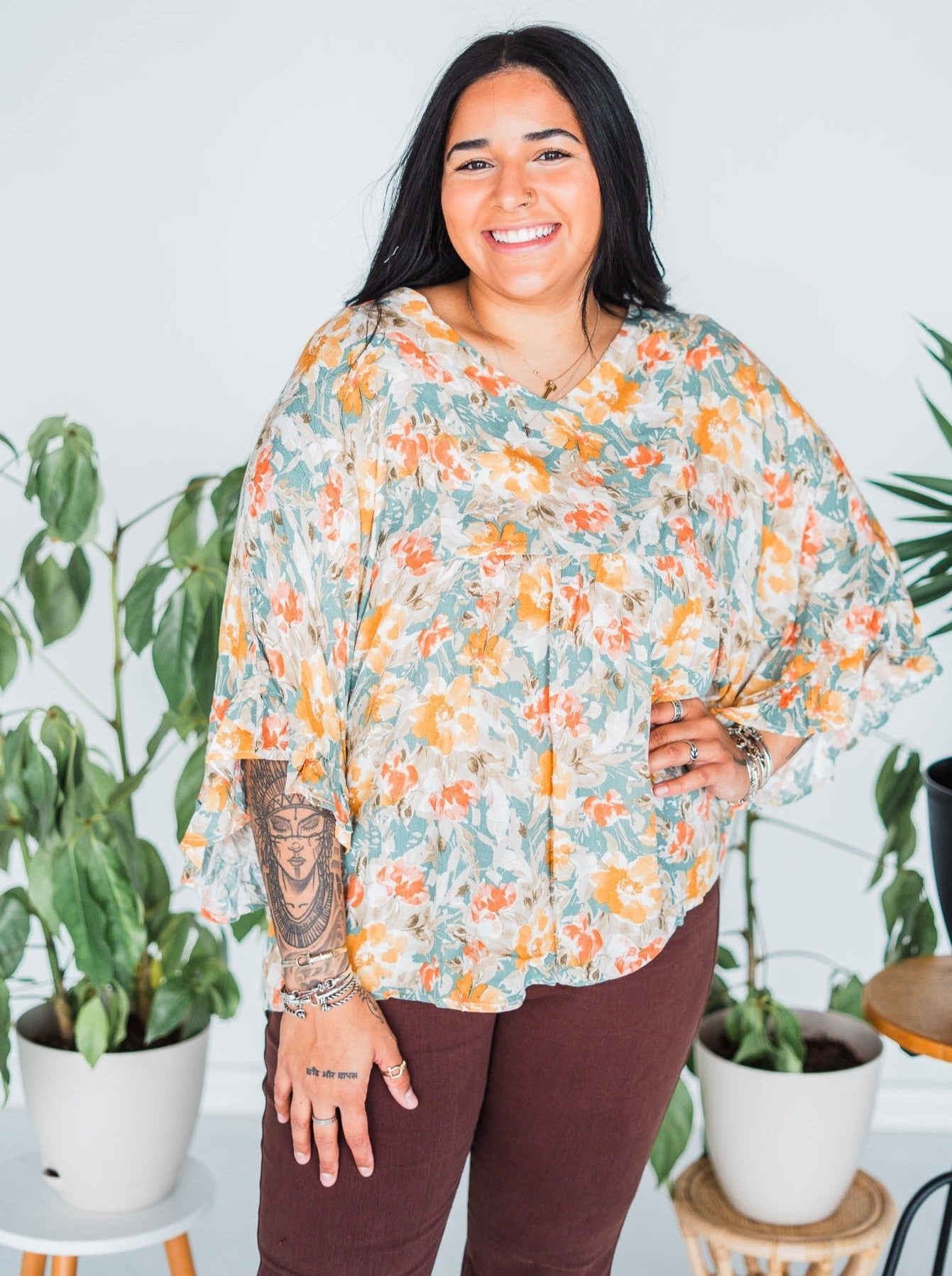 Poncho Style Sage Top - Whiskey Skies - ANDREE BY UNIT