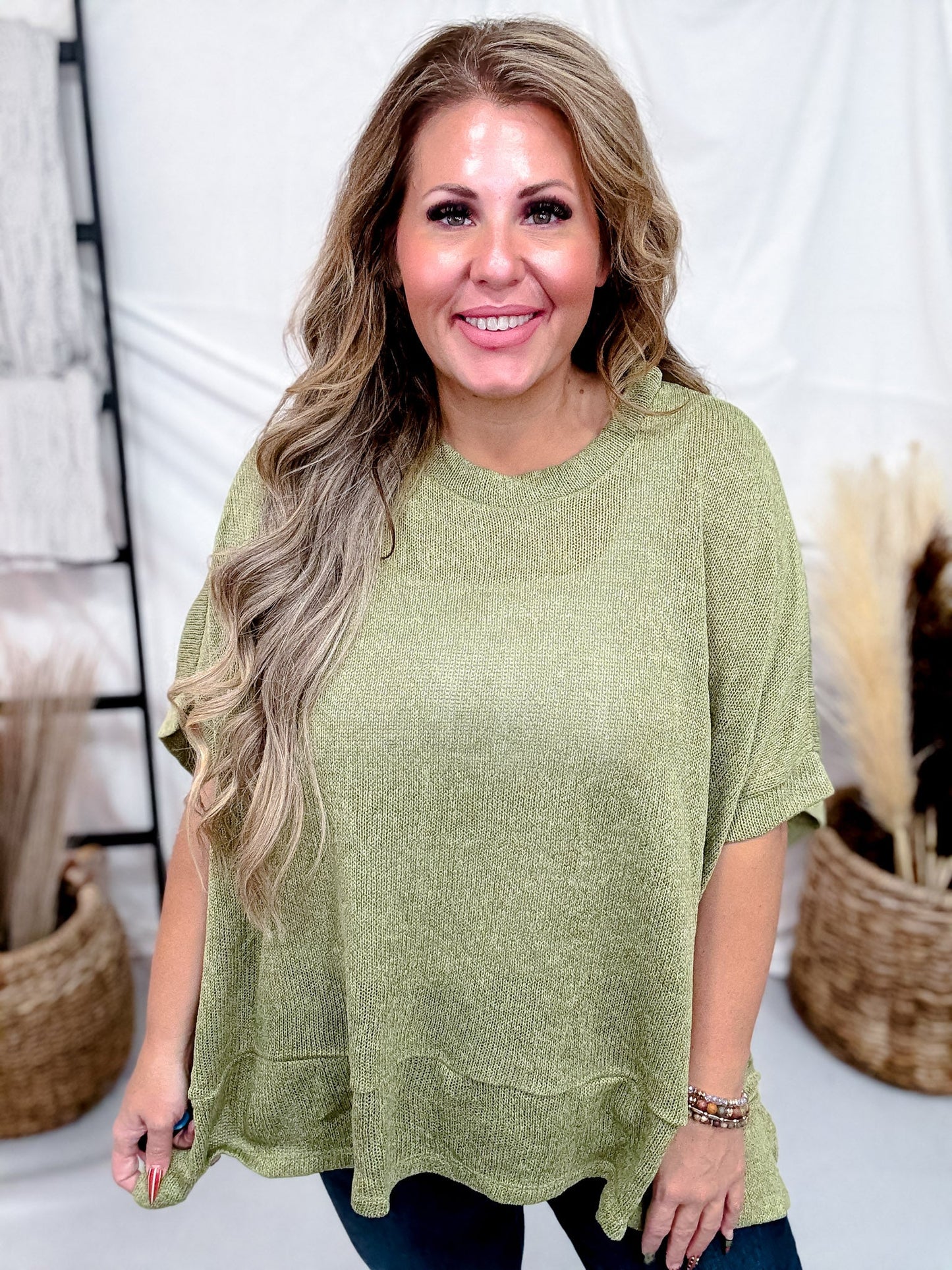 Poncho Style Sweater Top With Round Neckline (7 Colors) - Whiskey Skies - DEAR SCARLETT