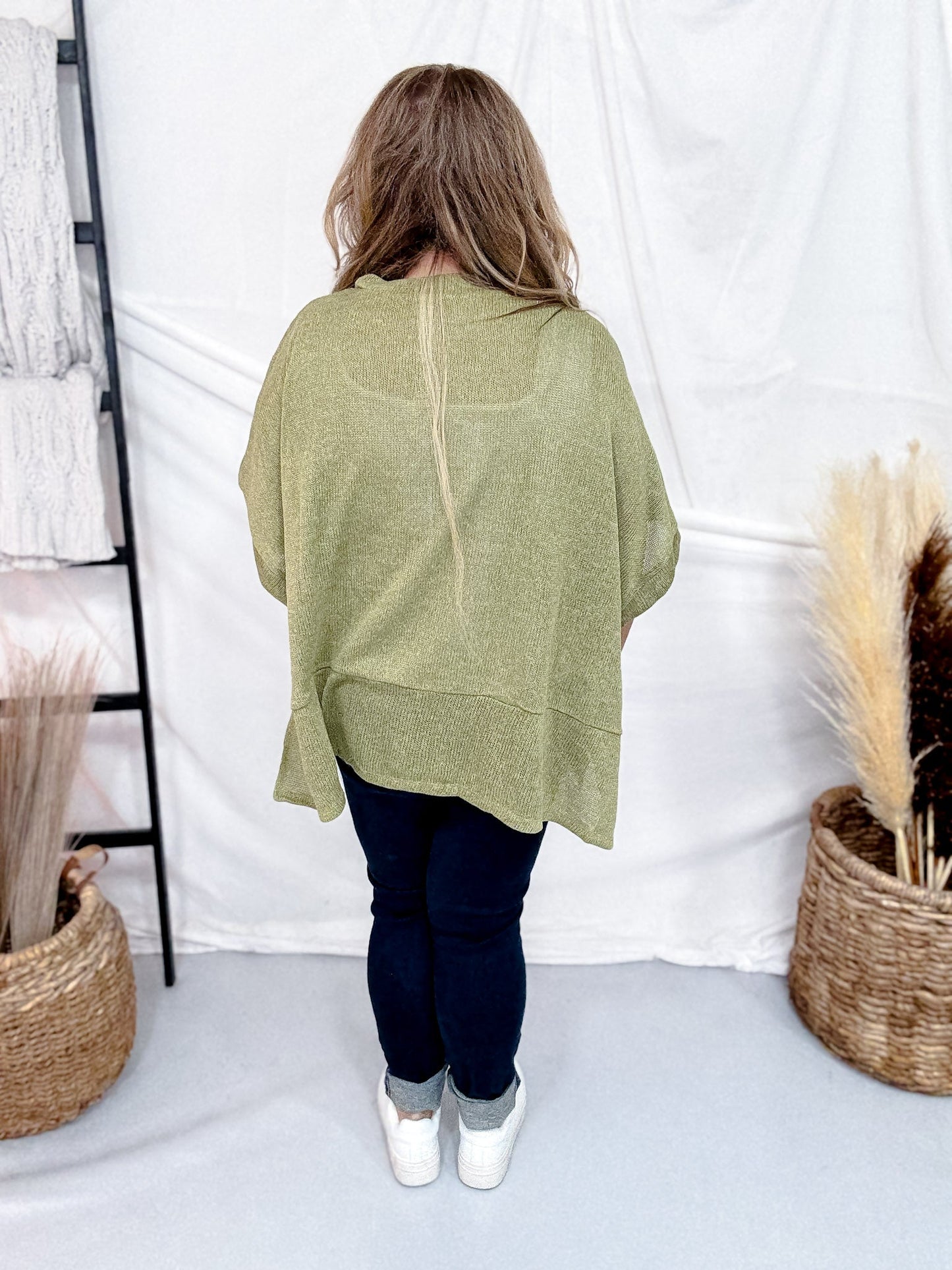 Poncho Style Sweater Top With Round Neckline (7 Colors) - Whiskey Skies - DEAR SCARLETT