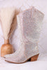 Pony Up Clear Rhinestone Wide Calve Boots - Whiskey Skies - CORKYS FOOTWEAR