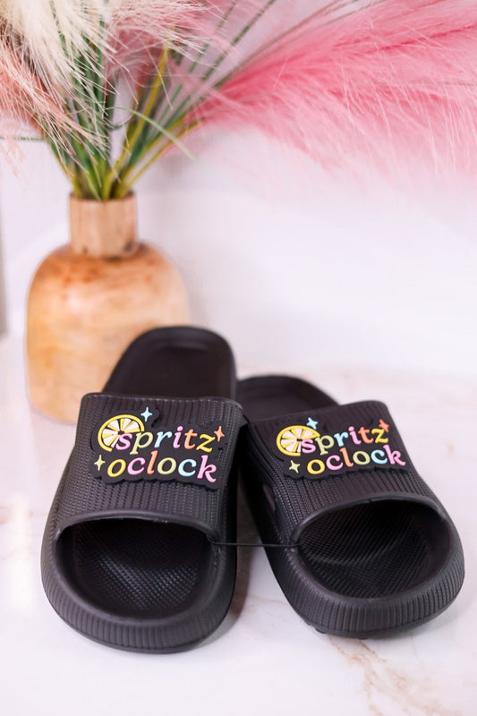 Pool Spritz O'Clock Slide Sandals - Whiskey Skies - LIVING ROYAL
