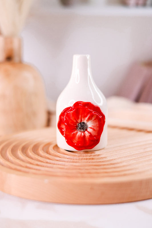 Poppy Flower Ceramic Bud Vase - Whiskey Skies - MUD PIE