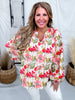 Poppy Print Blouse With Balloon Sleeves - Whiskey Skies - BIBI
