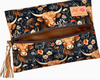 "Prairie" Highland Cow Print Makeup Bag - Whiskey Skies - MAKEUP JUNKIE BAGS