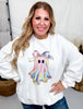Pretty Girly Ghost White Crew Neck Sweatshirt - Whiskey Skies - JOCO INK GRAPHIC APPAREL