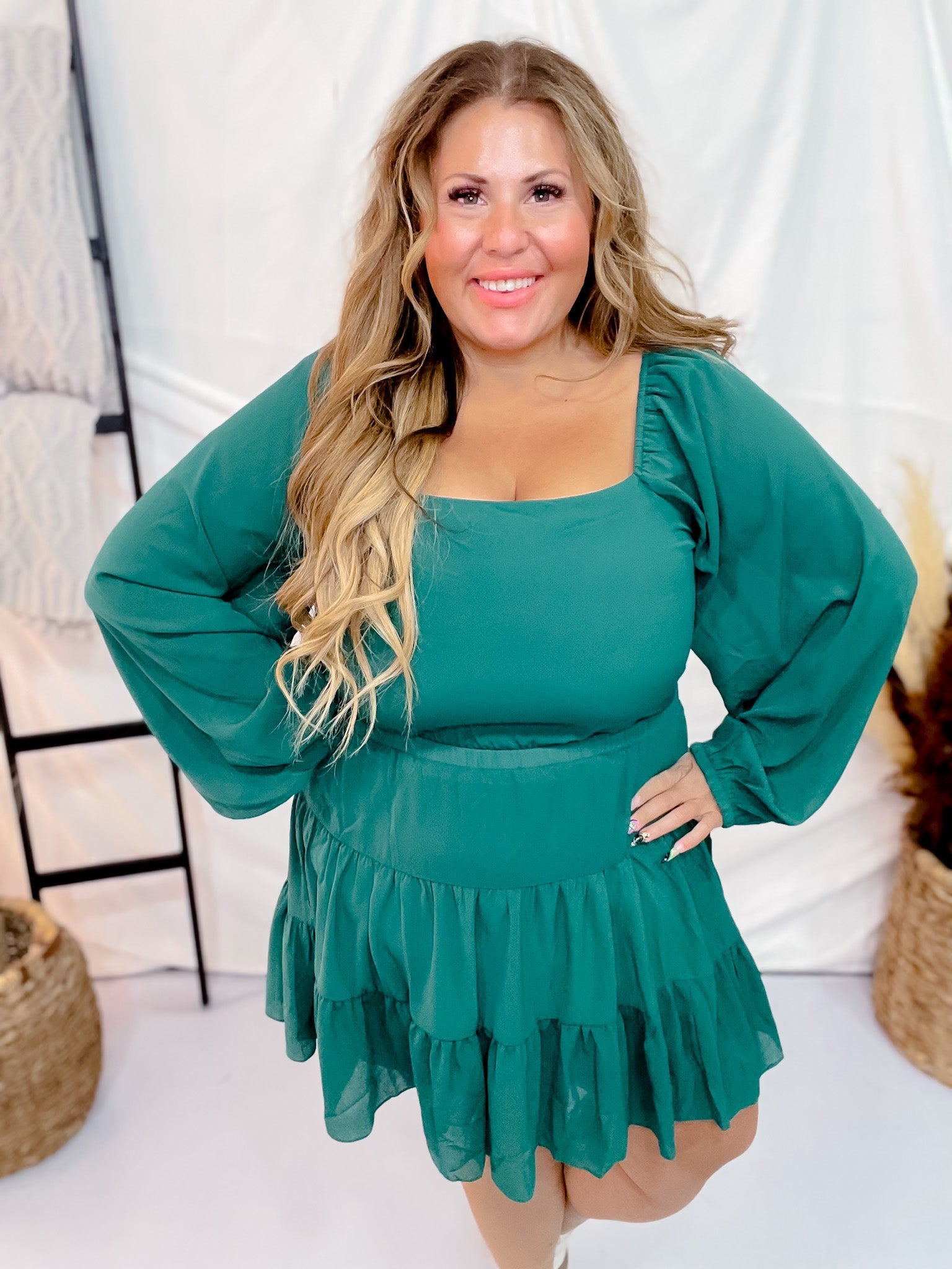 plus size ruffle mini dress Puff Long Sleeve Tiered Ruffle Mini Dress Final Sale