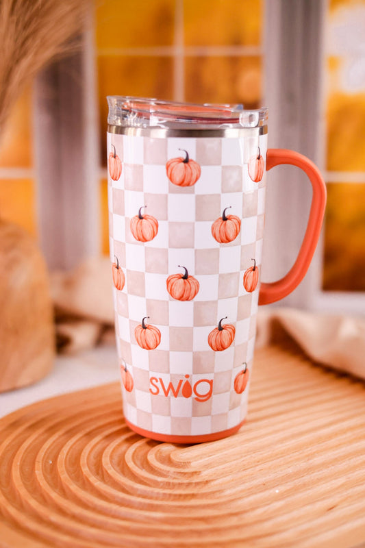 Pumpkin Check 22oz Travel Mug - Whiskey Skies - SWIG LIFE