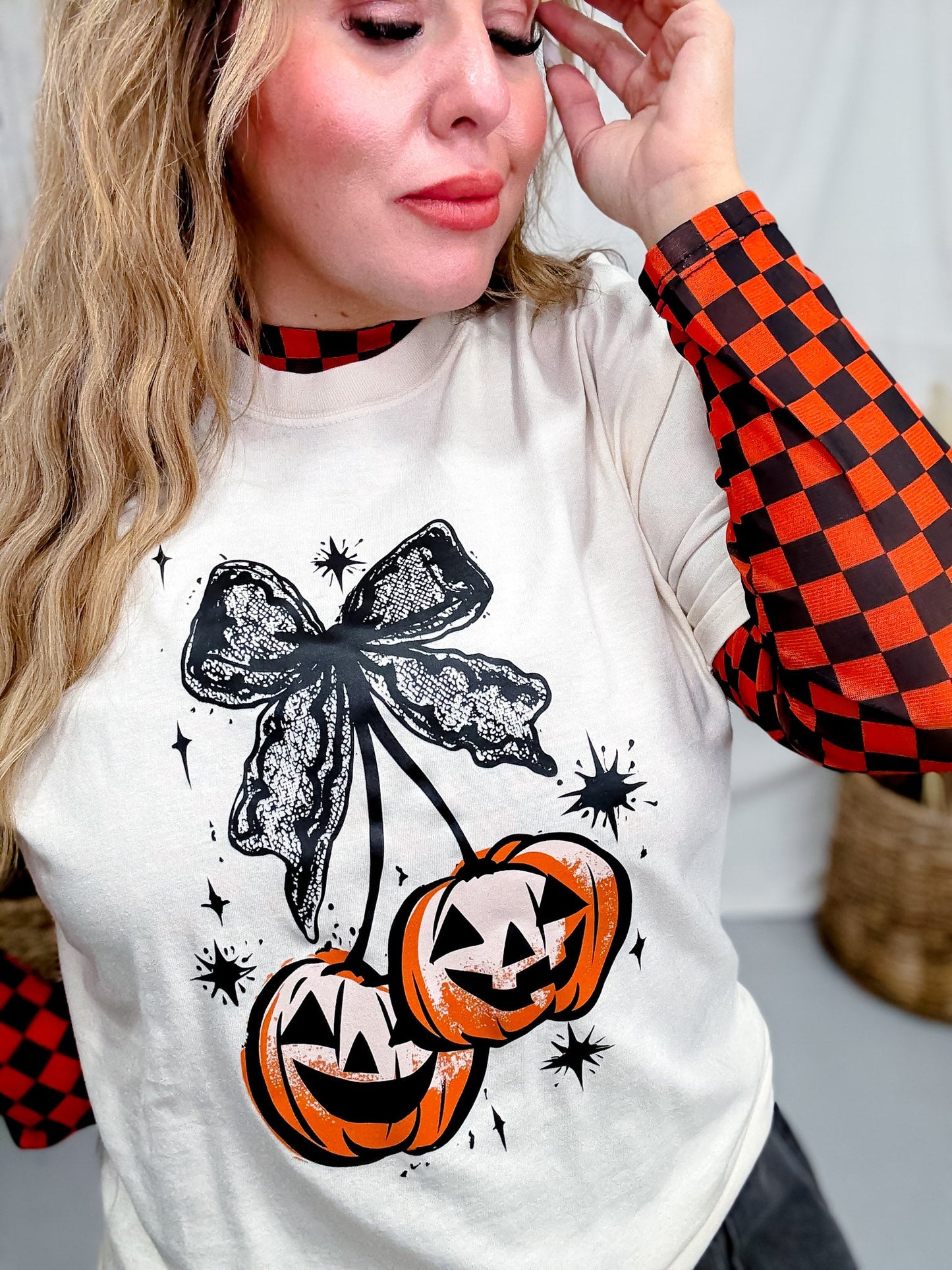 Pumpkin Cherries Short Sleeve Graphic Tee - Whiskey Skies - JOCO INK GRAPHIC APPAREL