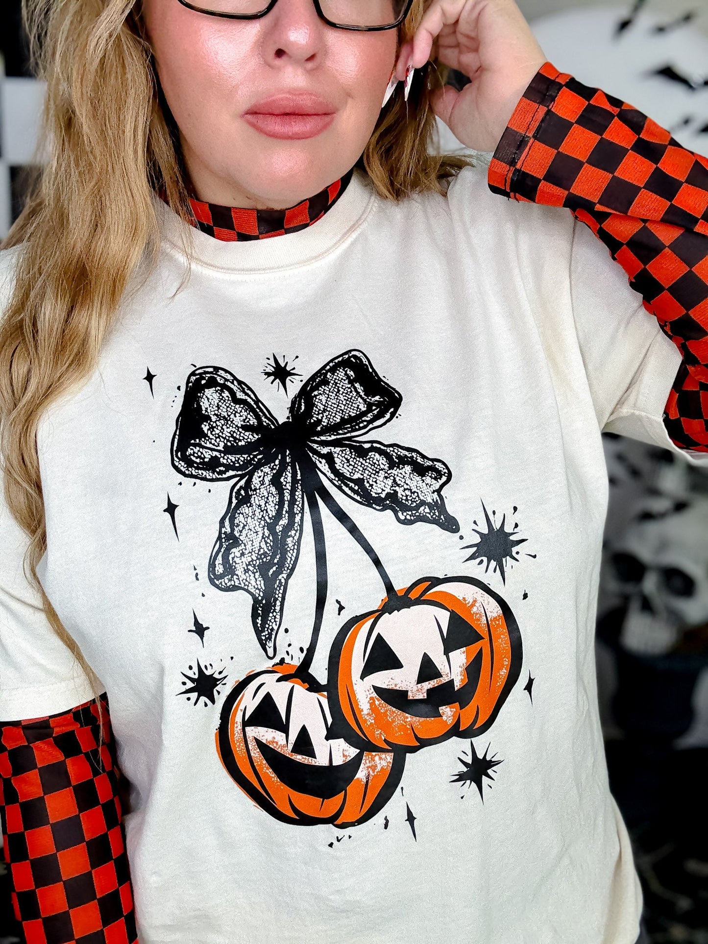 Pumpkin Cherries Short Sleeve Graphic Tee - Whiskey Skies - JOCO INK GRAPHIC APPAREL