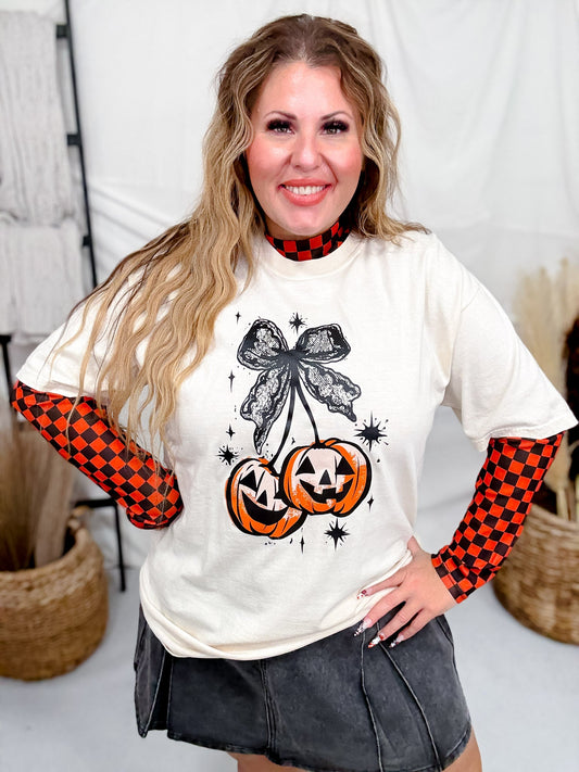 Pumpkin Cherries Short Sleeve Graphic Tee - Whiskey Skies - JOCO INK GRAPHIC APPAREL