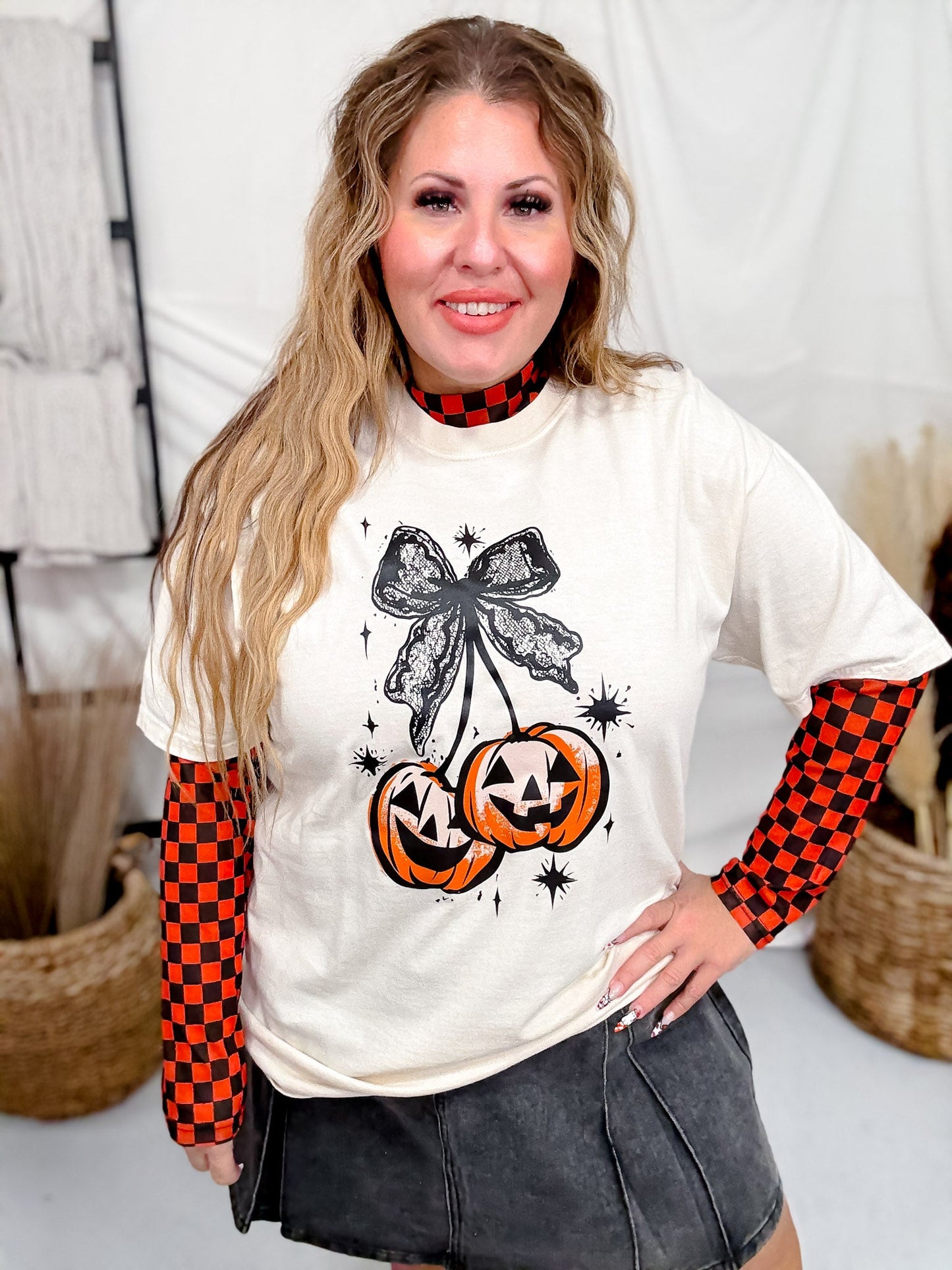 Pumpkin Cherries Short Sleeve Graphic Tee - Whiskey Skies - JOCO INK GRAPHIC APPAREL