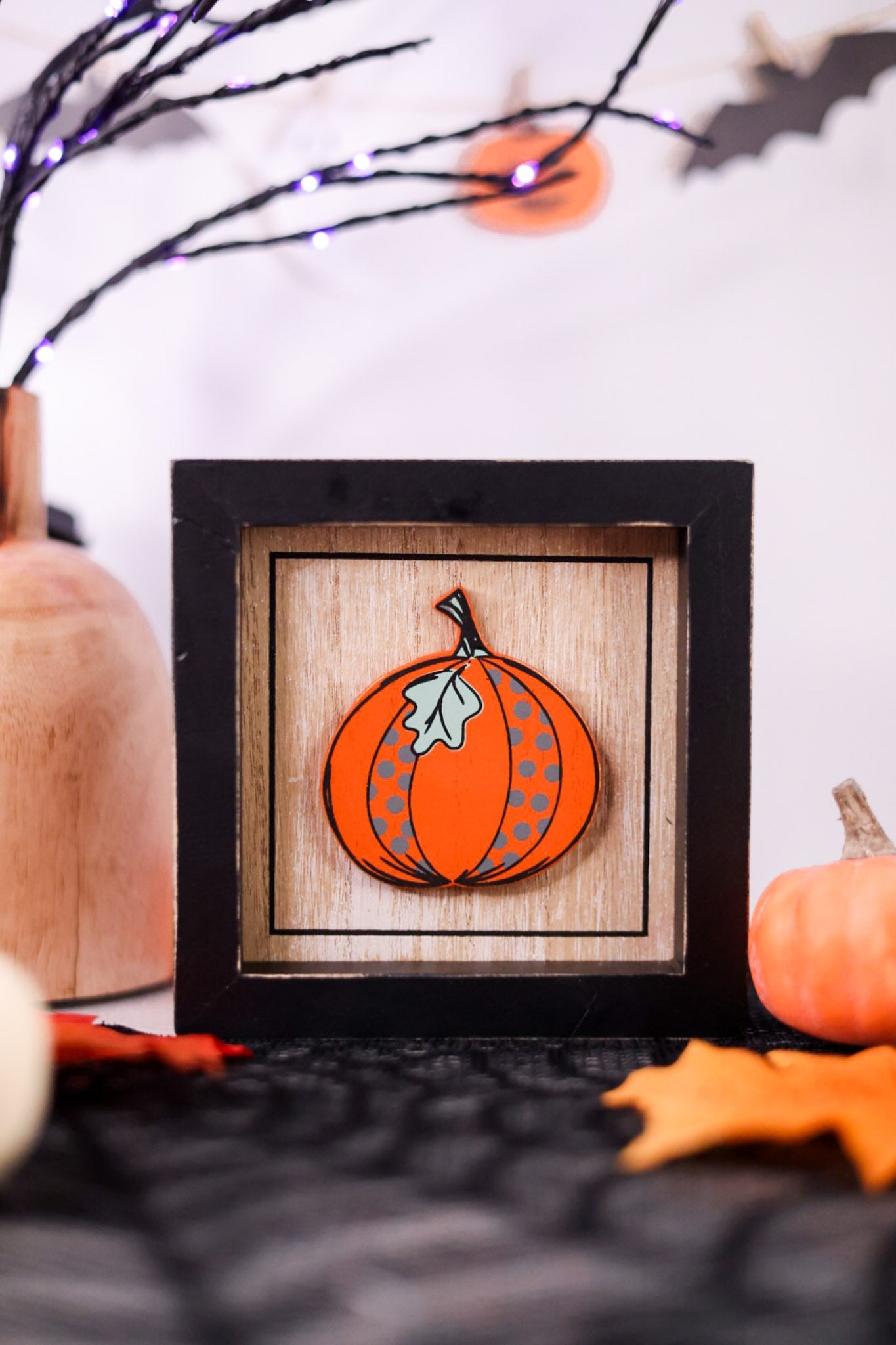 "Pumpkin/Hello" Reversible Wood Framed Sign - Whiskey Skies - ADAMS & CO