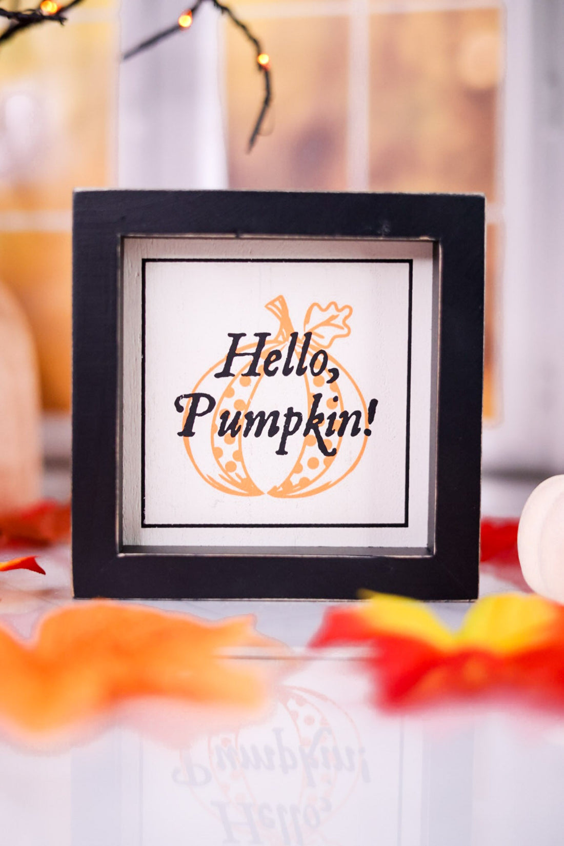 "Pumpkin/Hello" Reversible Wood Framed Sign - Whiskey Skies - ADAMS & CO