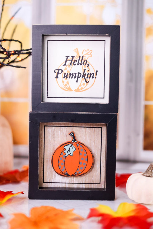 "Pumpkin/Hello" Reversible Wood Framed Sign - Whiskey Skies - ADAMS & CO
