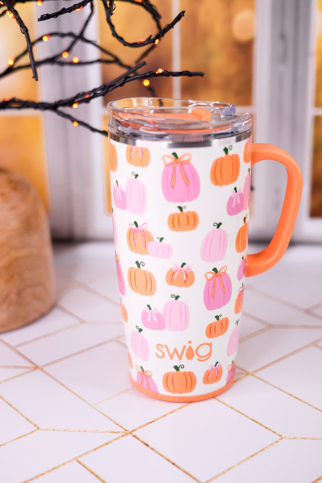 Pumpkins & Bows 22oz Travel Mug - Whiskey Skies - SWIG LIFE