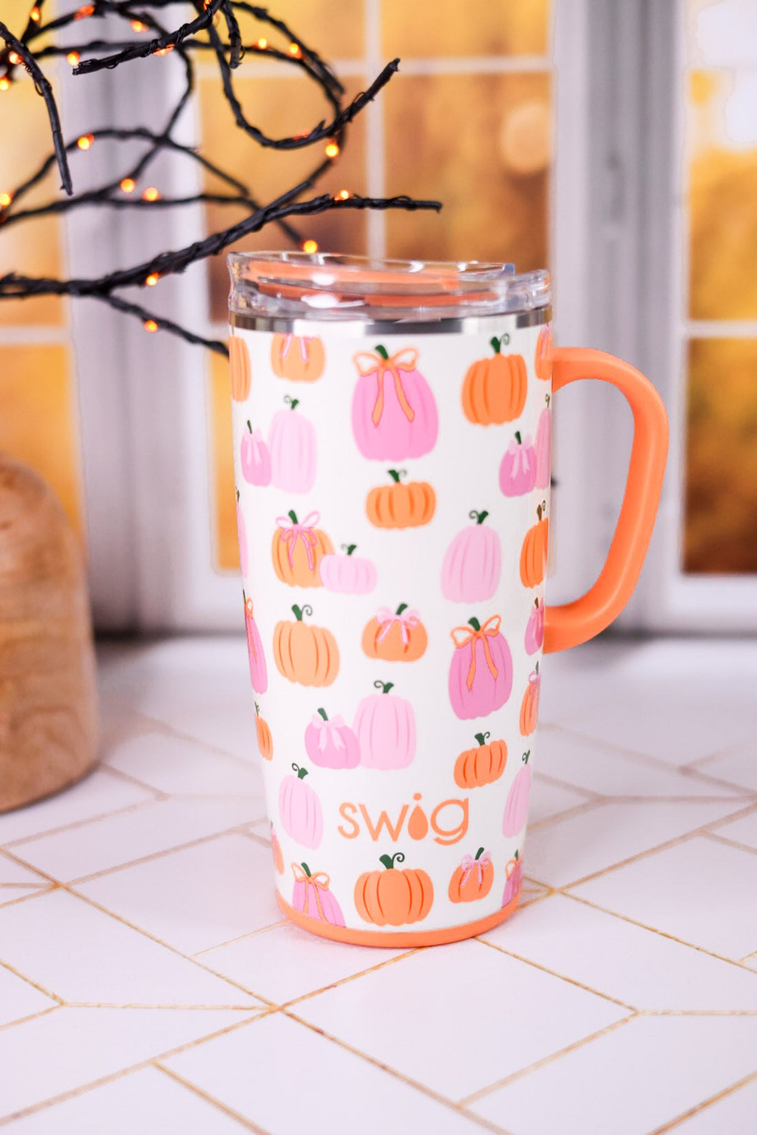 Pumpkins & Bows 22oz Travel Mug - Whiskey Skies - SWIG LIFE
