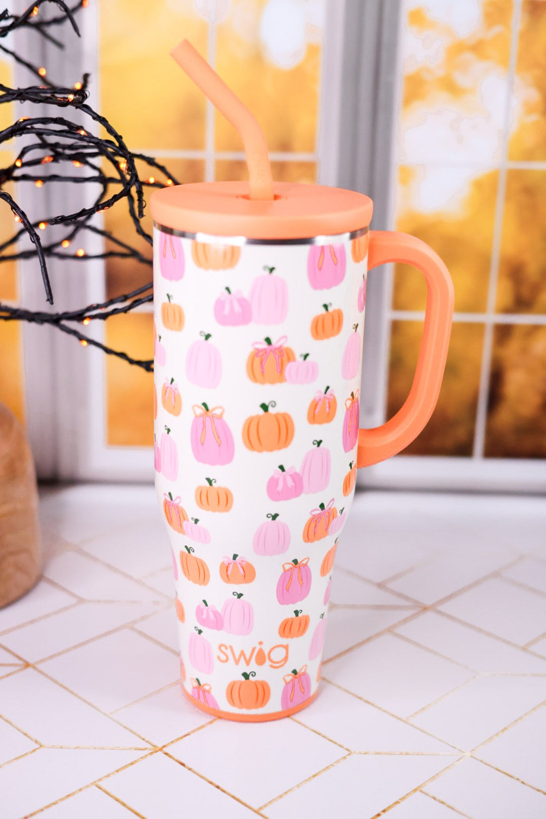 Pumpkins & Bows 40oz Mega Mug - Whiskey Skies - SWIG LIFE