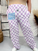 Purple and White Checkered "Home Body" Lounge Pants - Whiskey Skies - BRIEF INSANITY