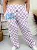 Purple and White Checkered "Home Body" Lounge Pants - Whiskey Skies - BRIEF INSANITY