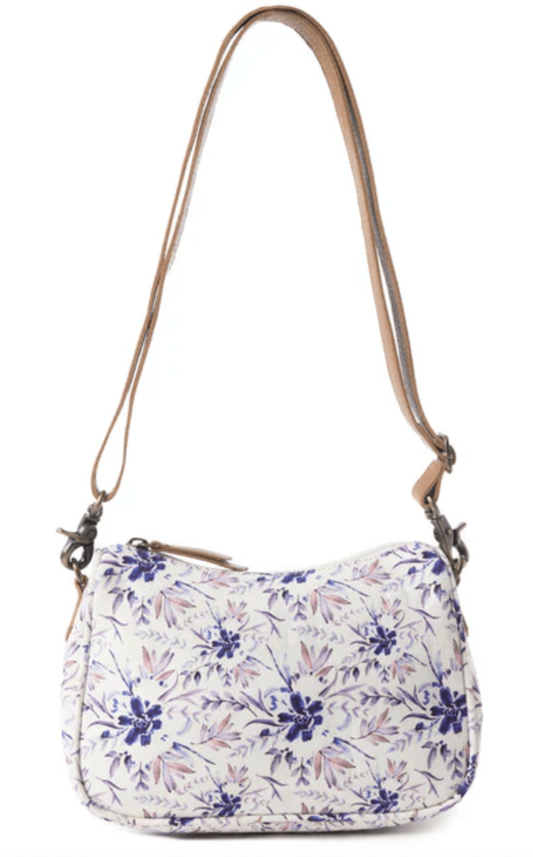 Purple Cottage Rose Crossbody Bag - Whiskey Skies - MYRA BAGS