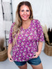 Purple Floral Print Top with Half Bell Sleeves - Whiskey Skies - DEAR SCARLETT