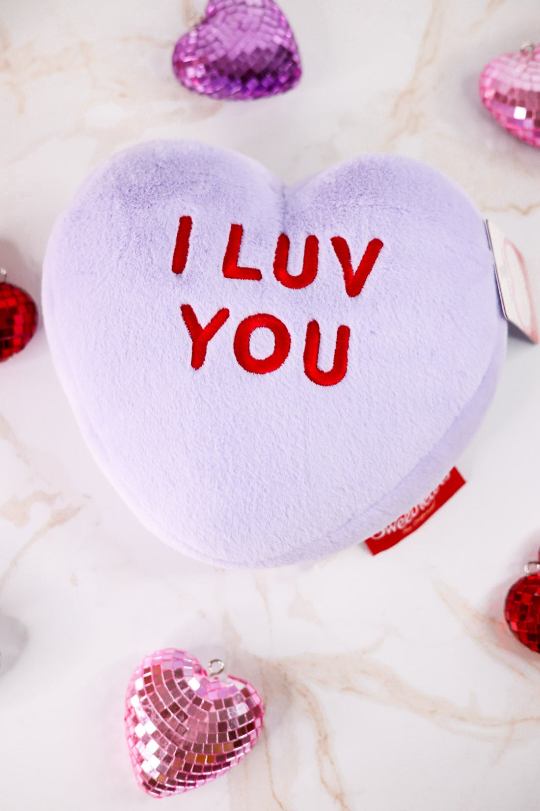 Purple "I Luv You" Licensed Conversation Heart Warmie - Whiskey Skies - WARMIES