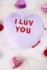 Purple "I Luv You" Licensed Conversation Heart Warmie - Whiskey Skies - WARMIES
