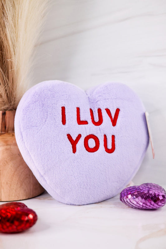 Purple "I Luv You" Licensed Conversation Heart Warmie - Whiskey Skies - WARMIES