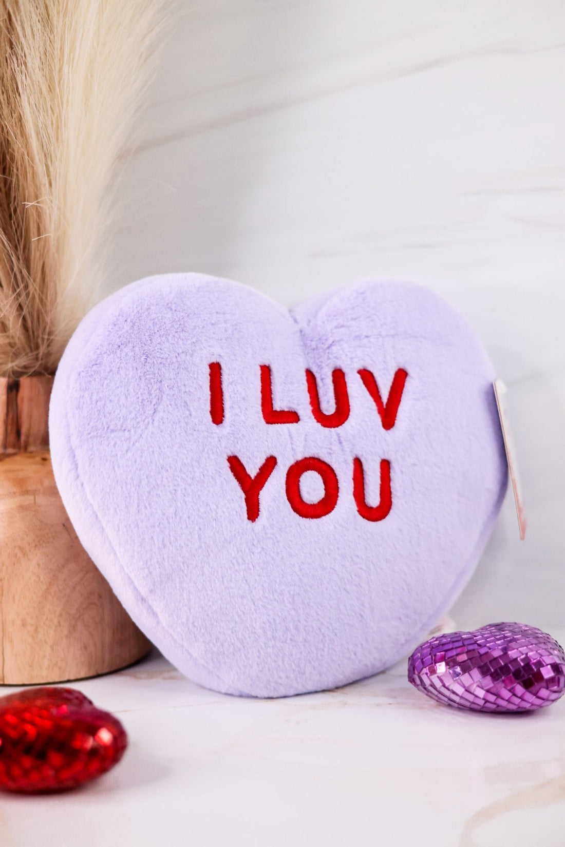 Purple "I Luv You" Licensed Conversation Heart Warmie - Whiskey Skies - WARMIES