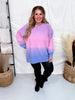 Purple, Pink, & Blue Cotton Candy Dip Dyed Corded Crew Sweatshirt - Whiskey Skies - MOON RYDER