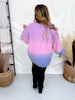 Purple, Pink, & Blue Cotton Candy Dip Dyed Corded Crew Sweatshirt - Whiskey Skies - MOON RYDER