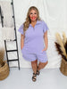 Purple Ribbed Short Sleeve Top with Quarter Zip Neckline - Whiskey Skies - SOUTHERN GRACE