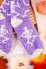 Purple Skeleton Print Fuzzy Crew Socks - Whiskey Skies - CRESCENT SOCK COMPANY