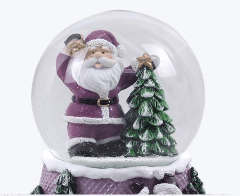 Purple Snowglobe With Santa & Christmas Tree - Whiskey Skies - YOUNG'S INC
