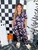 Purple Sugar Skull Short Sleeve Top & Jogger Bottoms PJ Set - Whiskey Skies - SHIRLEY & STONE