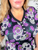 Purple Sugar Skull Short Sleeve Top & Jogger Bottoms PJ Set - Whiskey Skies - SHIRLEY & STONE