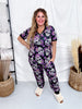 Purple Sugar Skull Short Sleeve Top & Jogger Bottoms PJ Set - Whiskey Skies - SHIRLEY & STONE